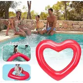 MaxPower Aufblasbare Schwimmmatratze „Pink Heart“, roter Schwimmring für Strand und Pool
