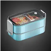 MaxPower Lunchbox aus Edelstahl mit Deckel Blau