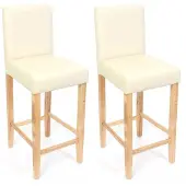 Mendler 2er-Set Barhocker Cesena Kunstleder creme, helle Füße