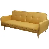 Mendler Schlafsofa MCW-J18, Couch Klappsofa Gästebett Bettsofa, Schlaffunktion Stoff/Textil 185cm gelb