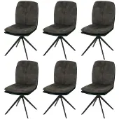 MCW 6er-Set Esszimmerstuhl MCW-M68, Küchenstuhl Lehnstuhl, drehbar Auto-Position, Metall Stoff/Textil grün