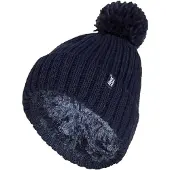 Heat Holder Ladies Ribbed Cuffed Thermal isoliert Winter Pom Pom Bommelmütze
