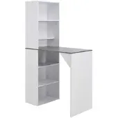Helloshop26 Hochbar Tisch Stehtisch Bistro mit Schrank weiß 200 cm 0902040