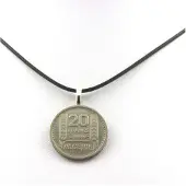 Bijoux Steine und Mineralien. Anhängerstück Algerien 20 Francs Schwarzes Band.