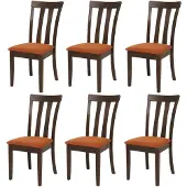 MCW 6er-Set Esszimmerstuhl MCW-G46, Küchenstuhl Stuhl, Stoff/Textil Massiv-Holz dunkles Gestell, orange