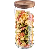 Kadax Vorratsglas 950ml mit Holzdeckel, Glasbehälter zur Aufbewahrung von Lebensmitteln