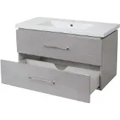 Mendler Premium Waschbecken + Unterschrank MCW-D16, Waschbecken Waschtisch, hochglanz 90cm grau
