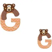 Sevi Holzbuchstabe - - G (Grizzly) - Höhe 10 cm - Massivholz - Grizzly-Muster