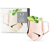 Viski Facettierter Moscow Mule-Becher, Edelstahl, Kupferbeschichtung, Fassungsverm gen 425 ml, Cocktail-Trinkgef