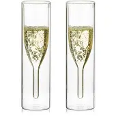 Aihontai Lose doppelwandige Kristall-Champagnergläser, klassisch tulpenförmig, henkellos, aus Klarglas, mundgeblasen