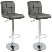 Helloshop26 Design-Barhocker aus synthetischem Material, Set von 2, grau 19_0000456