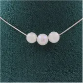 Bijoux Steine und Mineralien. Halskette mit 3 Perlen aus Mondstein 8 mm. Kette aus rostfreiem Stahl. Halskette für Frauen, Männer. Größe anpassbar.