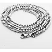 MaxPower (Silber -6mm50cm) Edelstahl-Halskette, kubanische Kette, polierte Hip-Hop-Hundertkette für Herren und