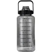 MaxPower Transparente Wasserflasche mit 2 l Fassungsvermögen und Bounce-Abdeckung, Zeitskala-Erinnerung, auslaufsicherer