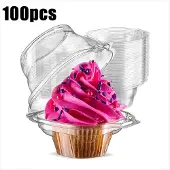 Torribaly Einzelne Cupcake-Behälter, 100 Stück durchsichtige Boxen, Halter mit Deckel
