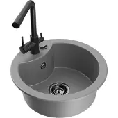 Mexen Diego 1-Becken-Granit-Spüle mit Mischbatterie Duero, Grau - 6512-71-671600-70-B