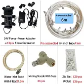 MaxPower (6 m Schlupfsperre B) Neues leises Garten-Wassernebel-Sprühsystem, elektrisches Membranpumpen-Set, Gewächshaus-Bewässerung,