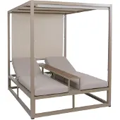 Mendler Alu Lounge-Gartenliege MCW-P81, Sonnenliege Daybed, 10cm-Polster 220g/m² 196x165x196cm beige, Polster beige