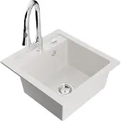 Mexen Vito 1-Becken-Granit-Spüle mit Mischbatterie Elia, Weiß - 6503-20-670101-00
