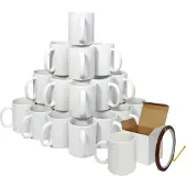 MonsterShop 36 Weiße Sublimationsbecher mit Boxen und Heizbandrolle