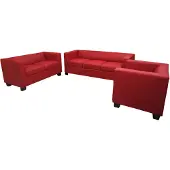 Mendler 3-2-1 Couchgarnitur Lille Leder, rot