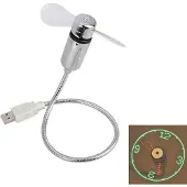 OIMG (1pc, -) USB Ventilator mit LED Uhr Beleuchtung, Schwanenhals, wiederaufladbar
