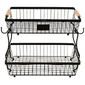 MaxPower 2-lagiges Obstregal aus Metall mit Holzgriff, bronze