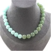 Bijoux Steine und Mineralien. Kette mit Angelitperlen 10 mm + Aventurin 10 mm. Kette aus Edelstahl für Frauen und Männer. Personalisierbare Größe.
