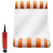 MaxPower Orange-weißes aufblasbares Bett, schwimmende Schwimmmatratze für Poolpartys
