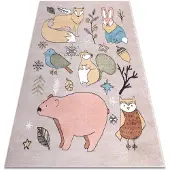 Rugsx Teppich FUN Forester für Kinder, Tiere, Wald beige 180x270 cm