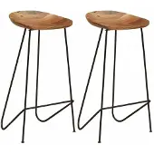 Helloshop26 Set aus zwei Designer-Barhockern, Stuhl, Sitz aus massivem Akazienholz 1202088