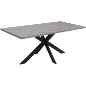Mendler Esszimmertisch MCW-O55, Küchentisch Tisch Esstisch, Industrial MDF Metall 180cm Marmor-Optik grau