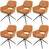 Mendler 6er-Set Esszimmerstuhl MCW-N74, Küchenstuhl, drehbar Auto-Return, Stoff Chenille (490g/m²) ocker-gelb