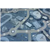 Rugsx Antirutsch Teppich Teppichboden für Kinder STREET blau 100x300 cm