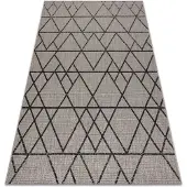 Rugsx TEPPICH SIZAL FLOORLUX 20508 silber / schwarz DREIECKE 80x150 cm