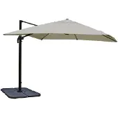 Mendler Gastronomie-Ampelschirm MCW-A96, 3x4m (Ø5m) Polyester Alu/Stahl 26kg creme-grau mit Ständer, drehbar
