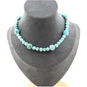 Bijoux Steine und Mineralien. Halskette aus Howlite-Türkis 6 mm + Howlite-Türkis 10 mm. Halskette für Frauen, Männer. Anpassen der Größe.