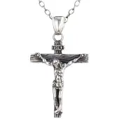 MaxPower (Silber – Kreuzkette) Herren-Halskette, Jesus-Kreuz, baumelnder, rostfreier Edelstahl-Jesus-Anhänger