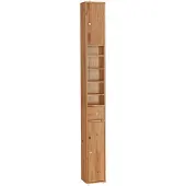 SoBuy Badezimmerschrank Hochschrank für kleine Bäder mit verstellbaren Einlegeböden Platzsparender Schmal Badschrank für Waschbecken Braun BZR34-II-SH