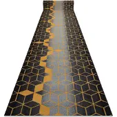 Rugsx Läufer Antirutsch 67 cm HEKSAGON Hexagon schwarz / gold 67x480 cm