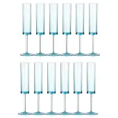 Tlily 6 OZ Quadratische Champagnergläser mit Stiel, Coupes, Blau