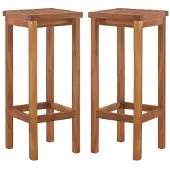 Helloshop26 Set aus zwei Designer-Barhockern, Sitz aus solidem Akazienholz 1202048