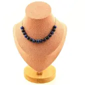 Bijoux Edelsteine und Mineralien. Halskette mit 15 Perlen Blaues Tigerauge 8 mm. Kette aus Edelstahl Halskette für Frauen, Männer. Personalisierte Größe.