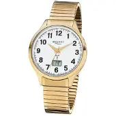 Regent Herren Armbanduhr Funk Edelstahl Zugband FR-209