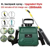 MaxPower (8L-Grün) Elektrisches Sprühgerät, landwirtschaftliche Gartenarbeit, Schultersprühflasche, Lithium-Batterie,