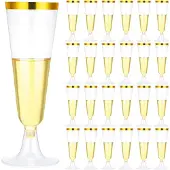 Tlily Einweg-Sektflöten, transparent, 150 ml, 25 Stück