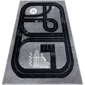 Rugsx Teppich FUN Track für Kinder, Straße, Stadt grau 80x150 cm