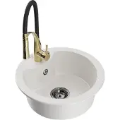 Mexen Diego 1-Becken-Granit-Spüle mit Mischbatterie Aster, Weiß - 6512-20-73450-57-B