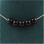 Bijoux Steine und Mineralien. Halskette mit 5 Perlen schwarzer Achat 8 mm. Kette aus Edelstahl, Halskette für Frauen und Männer. Anpassbare Größe.