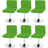 Mendler 6er-Set Esszimmerstuhl Drehstuhl Stuhl Cadiz Kunstleder Chrom grün